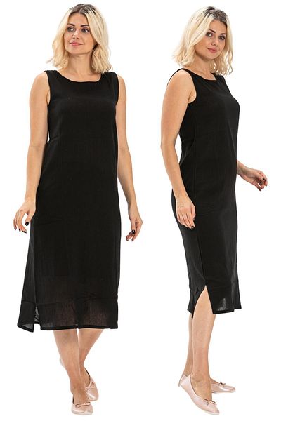 Eliş Şile Bezi Jupon din bumbac, tanc gros, cu bretele din pânză Chile, căptușeală pentru rochie lungă, set de 2 negru-negru Syh/Syh