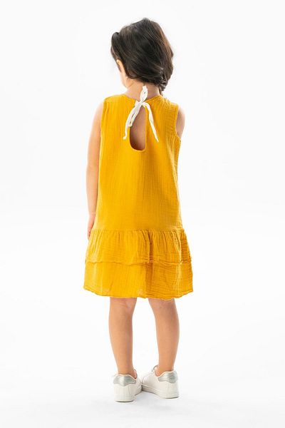 Eliş Şile Bezi Αμάνικο Aybike Summer Muslin Παιδικό Φόρεμα Mustard Hrd