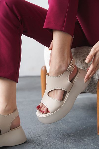 MODAADAM Sabdalet pentru femei Skin Leather - Sagata și talpă groasă