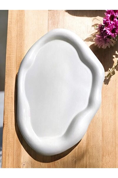 YeslinaCandle Büyük Boy 24 Cm Dalgalı Bulut Sunum Tepsisi, Takı Aksesuar Teps...