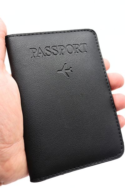 GUZZYLife Vegan Leather Credit Card Holder Black Passport Case with Money Compartment Passport Holder