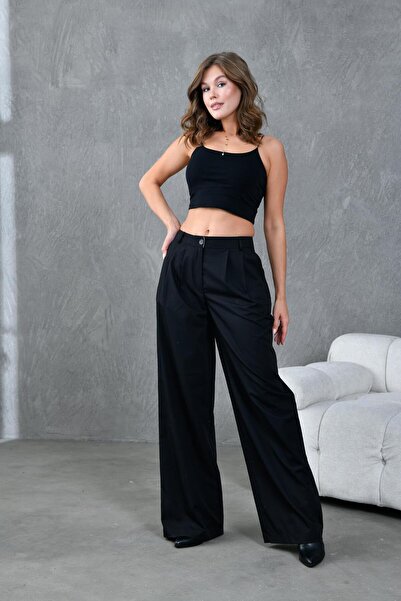 minaaise Siyah Palazzo Poliviskon Pantolon 28021