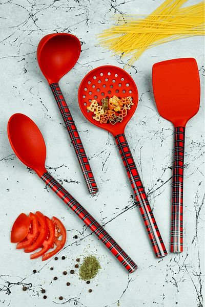 HOMENIVA 4 Piece Patterned Silicone Serving Set