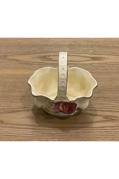 ROY KING Gold Oval Pattern Porcelain Handle, Sugar Bowl Cream and 14 X 9 cm Dimensions
