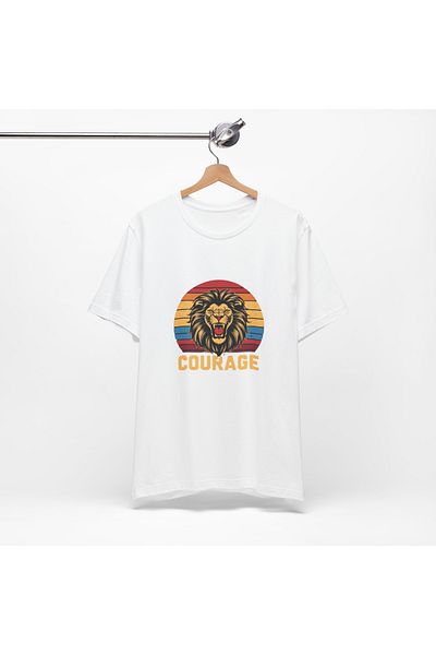 IVART Unisex βαμβακερό μπλουζάκι ποδηλάτου - με στάμπα Lion courage