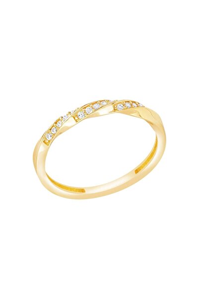 Diamond Line-Gülaylar 14 Ayar Sarı Altın Trend Burgu Yüzük