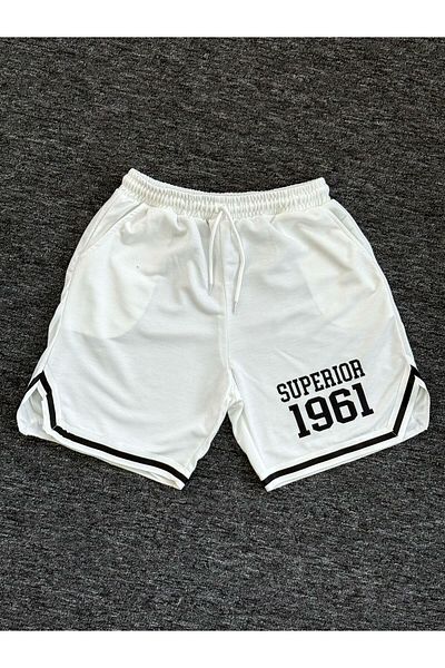 Altamira Men's White Superior Printed Leg Stripe Shorts