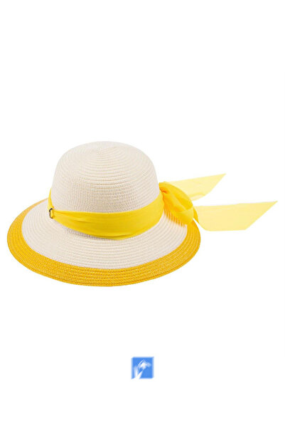 Kardelen Butik Denizli Pălărie de paie de lux cu bor scurt pentru femei (57-5...