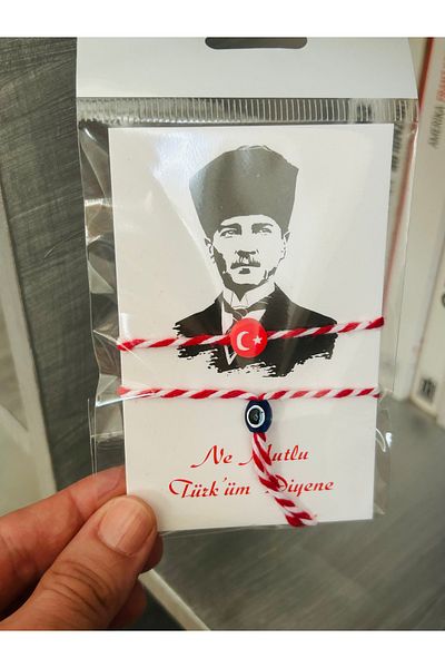 marteniçka 10Pcs Turkish Flag Ata Card Bracelet