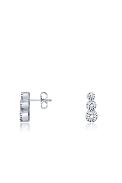 Diamond Line-Gülaylar 14 Ayar Beyaz Altın Klasik Küpe