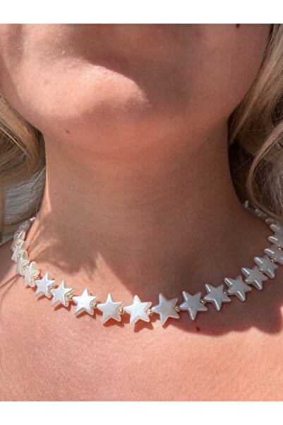 JEWELRY Star Detailed Fringed Blue Necklace Handmade