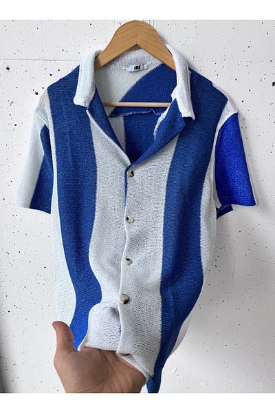 King Brothers Ανδρικό πουκάμισο Oversize - Κοντό μανίκι, ύφασμα κηρήθρας