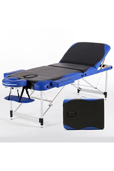 Naturachi Masaj Yatağı Metal Masaj Sedyesi 3 Parçalı Mavi-Siyah Renk