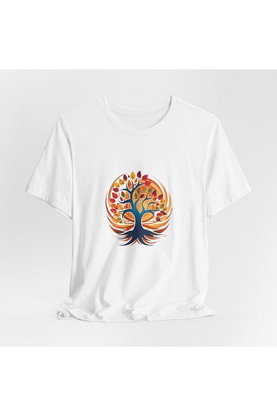 IVART Tree of Life Printed Unisex T-Shirt 100% βαμβακερό λαιμόκοψη