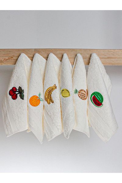 Ender Home Moodkitchen 6-Piece Kitchen Towels – Fruit Pattern, 30X30 Cm, 100% Cotton