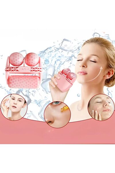 Naturachi Ice Roller Çift Taraflı Face Buz Roller Koruma Kapaklı Pembe Renk