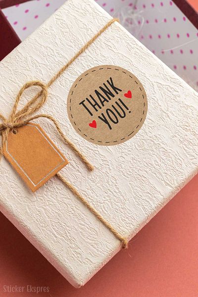 Sticker Ekspres Thank You Label - Kraft Look Packaging, Product Sticker