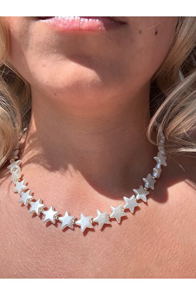 JEWELRY Star Detailed Fringed Blue Necklace Handmade