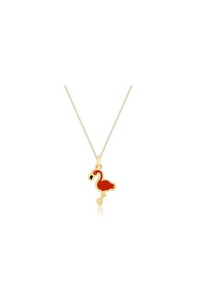Diamond Line-Gülaylar 14 Ayar Altın Flamingo Çocuk Kolye