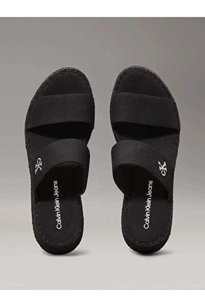 Calvin Klein Kadın Siyah Platform Logolu Terlik