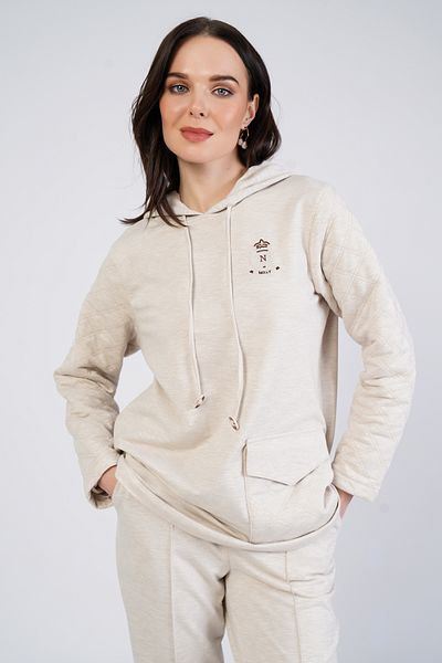 Nelly Plus Size Quilted Long Sleeve Hooded Sweatshirt