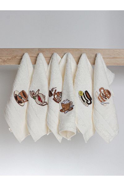 Ender Home Coffee Themed Kitchen Towel Set 30X30 cm - 6 Pieces
