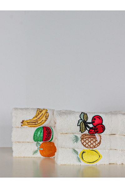 Ender Home Moodkitchen 6-Piece Kitchen Towels – Fruit Pattern, 30X30 Cm, 100% Cotton