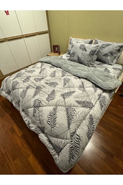 Violacasa Double Welsoft Pufidik Sleeping Set (WITH ELASTIC SHEET) Gray Feather