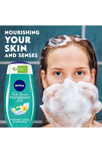 NIVEA Frangipani & Oil Shower Gel, Caring Oil Pearls, Frangipani Scent, 250ml, Pack of 3