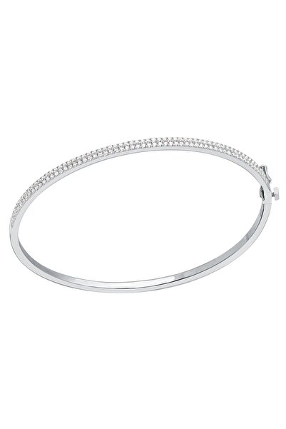 Diamond Line-Gülaylar 14 Ayar Beyaz Altın Taşlı Trend Bilezik