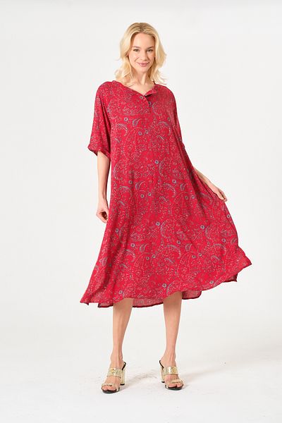 Eceyaman moda Women's Patterned Shawl Slit Front Buttoned Large Size Dress