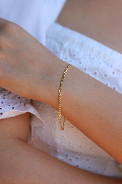 Diamond Line-Gülaylar 14 Ayar Sarı Altın Trend Zincir Bileklik