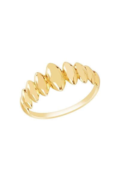 Diamond Line-Gülaylar 14 Ayar Sarı Altın Taşsız Trend Yüzük