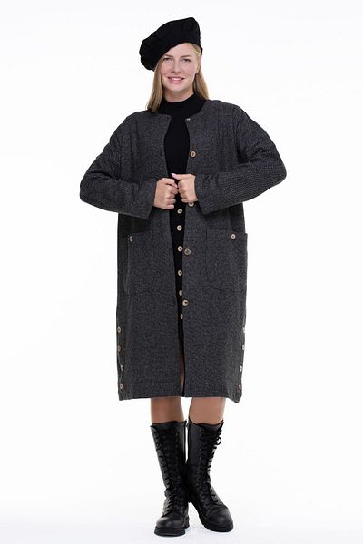 Eliş Şile Bezi Korean Interlock Long Snow Pattern Autumn And Winter Jacket Khaki Hk