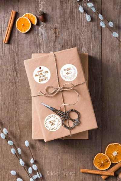 Sticker Ekspres Shape Sticker in Bohemian Colors and Application to Package Product