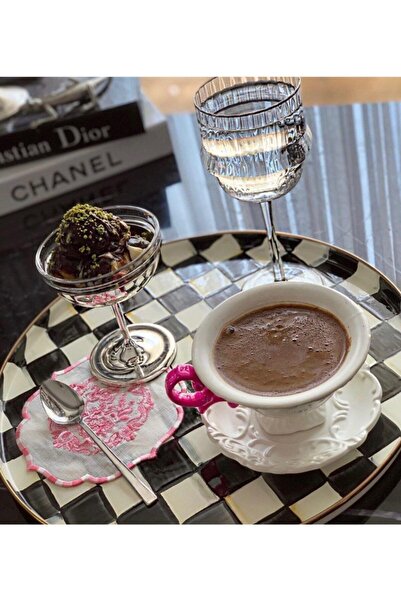 ref crea Refcrea Nakış Işlemeli Bardak Altlığı Çiçekli 6'lı