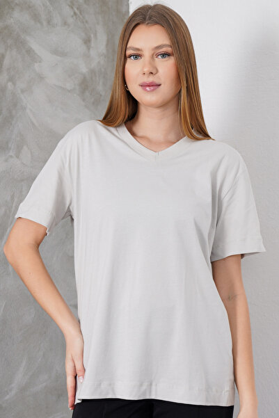 Paw Garage Γυναικείο μπλουζάκι από βιολετί χτενισμένο βαμβάκι με λαιμόκοψη V,...