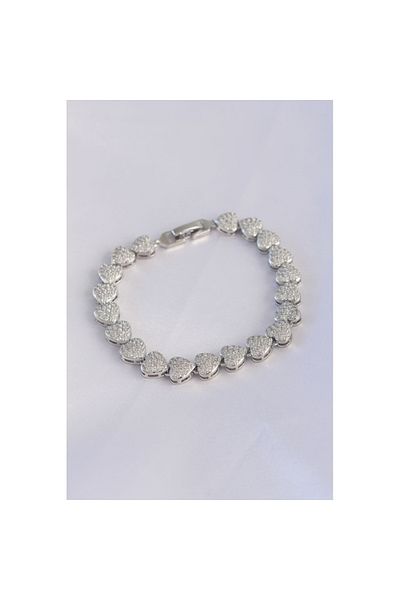 Skygo Brass Zircon Stone Vip Series Silver Heart Model Bracelet - TJ-BB6067