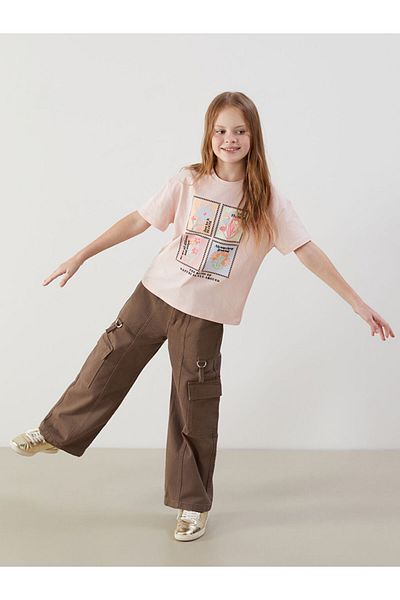 LC Waikiki Girl's Cargo Pants with Adjustable Elastic Waist