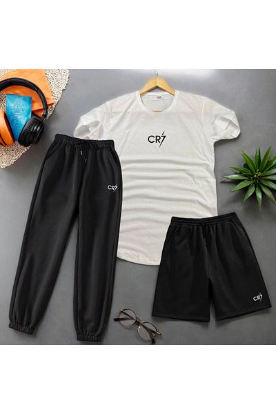 Fifty Color CR7 Σετ Καλοκαιρινή Φόρμα Unisex με στάμπα λευκό-μαύρο