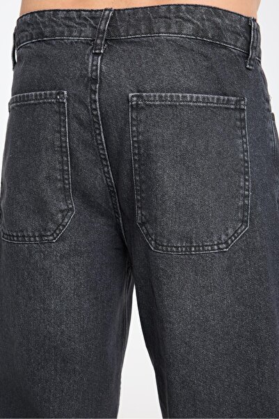 Store %100 Pamuk, Yüksek Bel, Geniş Paça, Taşlamalı Erkek Kot Pantolon