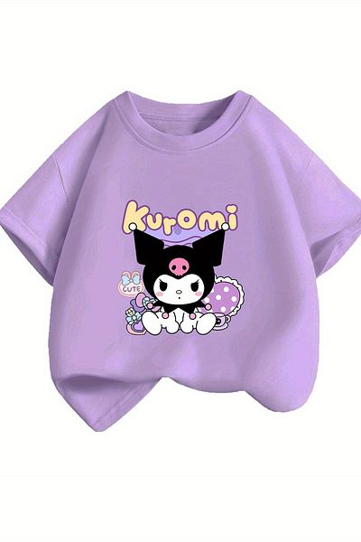 MYADA Tricou pentru fete, colorat premium, imprimat Kuromi Trend 23572