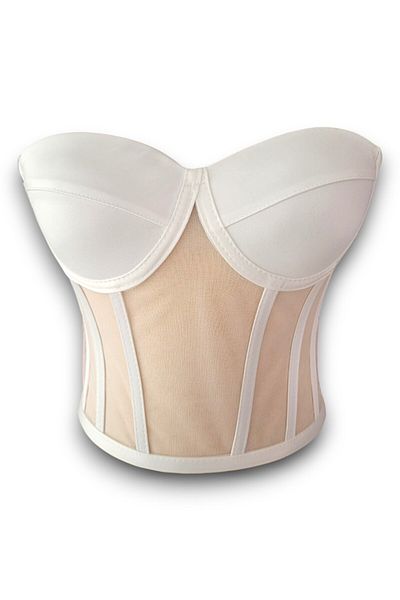 FİYPER Ecru Wedding Dress Ready Size - Transparent Underwire Corset Bustier