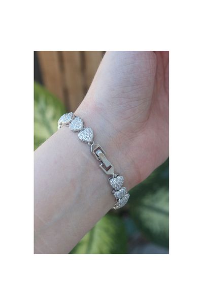 Skygo Brass Zircon Stone Vip Series Silver Heart Model Bracelet - TJ-BB6067