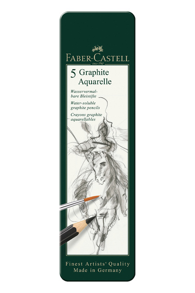 Faber Castell Graphite Aquarelle Pencil Set (Hb-2B-4B-6B-8B) Black Natural Water Soluble