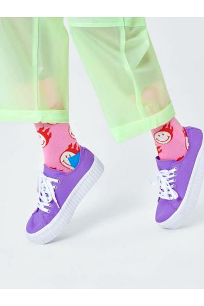 Shuttle Park Εισαγόμενες ειδικές σειρές Pink Happy Smiley Πολύχρωμες κάλτσες με μοτίβο διασκεδαστικό άνετο σχέδιο κάλτσες