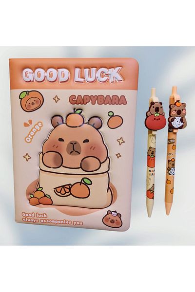 izmir yazici servis Capybara Memory Book Set of 2 0.7 Tip Pencil Gift Set Memory Diary Capybara Pufudik Cover