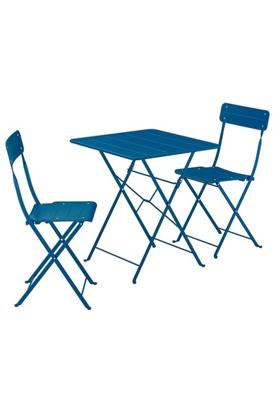 IKEA katlanabilir masa ve katlanabilir sandalye seti, antrasit, mindersiz, 2 sandalyeli, kare