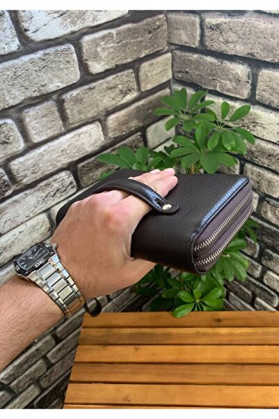 GUARD Brown Genuine Leather Double Zipper Handbag - Grd 250207 Wt1374