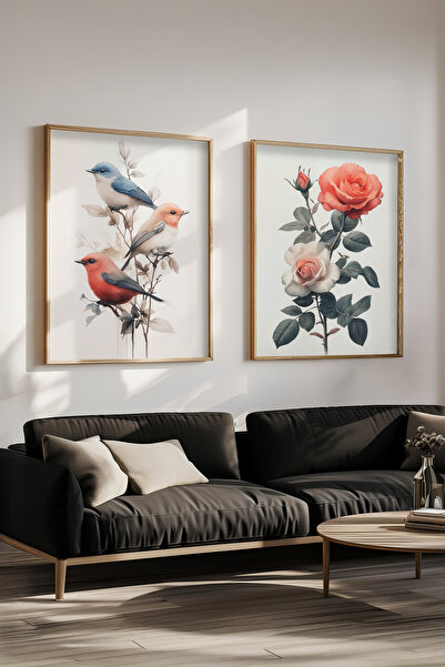 STARYUNA 2-dijelni set za slikanje sa pticama i ružama u vintage drvenom okvi...